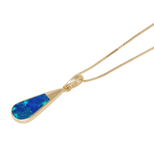 Yellow Gold Cobalt Blue Teardrop Pendant