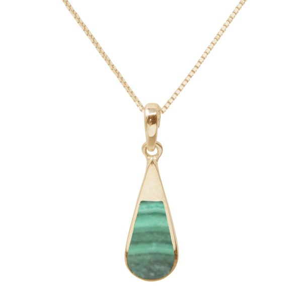 Yellow Gold Malachite Teardrop Pendant