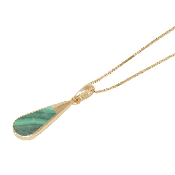 Yellow Gold Malachite Teardrop Pendant