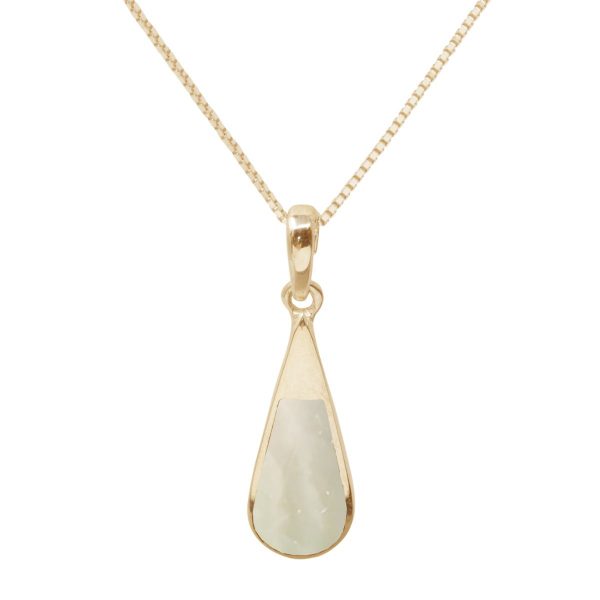 Yellow Gold Mother of Pearl Teardrop Pendant