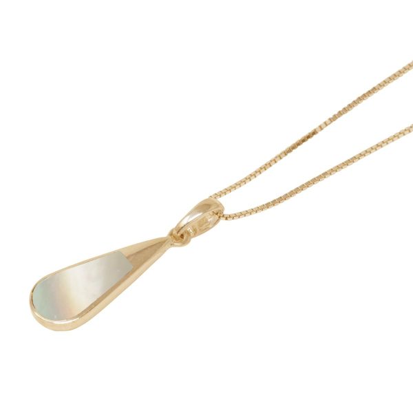 Yellow Gold Mother of Pearl Teardrop Pendant