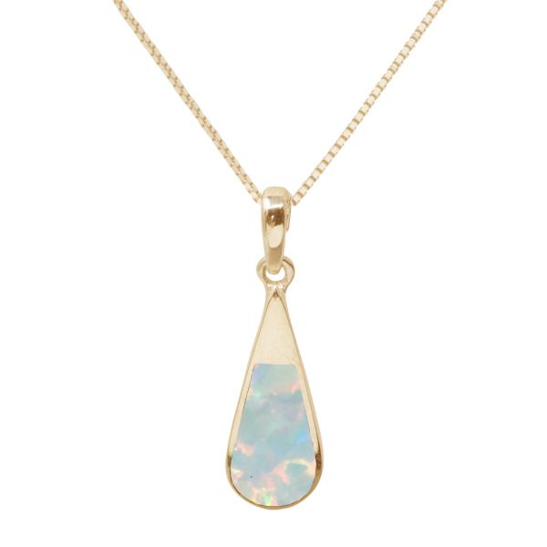 Yellow Gold Opalite Teardrop Pendant