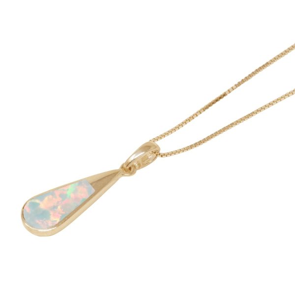 Yellow Gold Opalite Sun Ice Teardrop Pendant