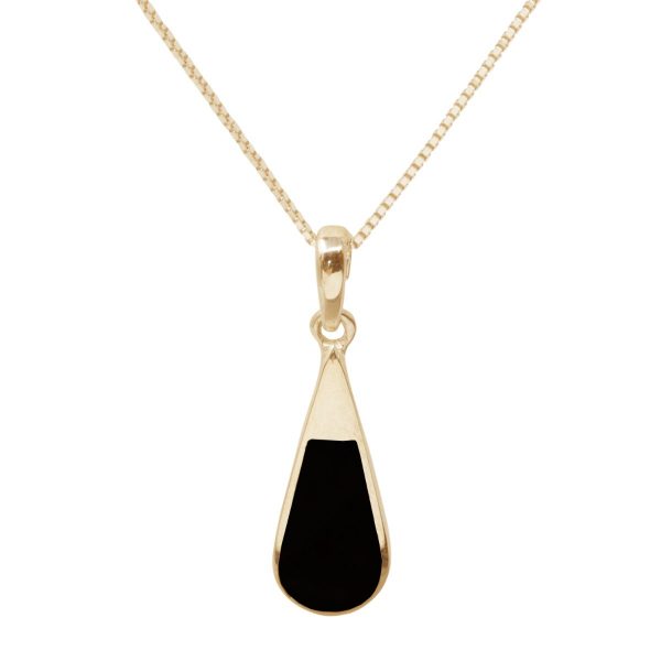 Yellow Gold Whitby Jet Teardrop Pendant