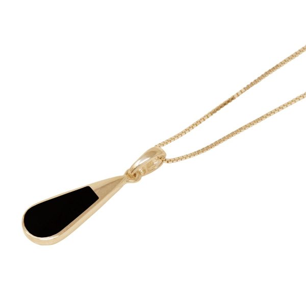 Yellow Gold Whitby Jet Teardrop Pendant