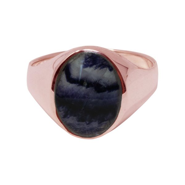 Rose Gold Blue John Oval Signet Ring