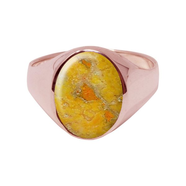 Rose Gold Bumblebee Jasper Oval Signet Ring