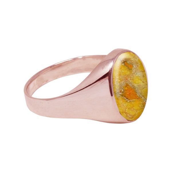 Rose Gold Bumblebee Jasper Oval Signet Ring