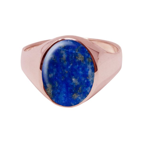 Rose Gold Lapis Oval Signet Ring