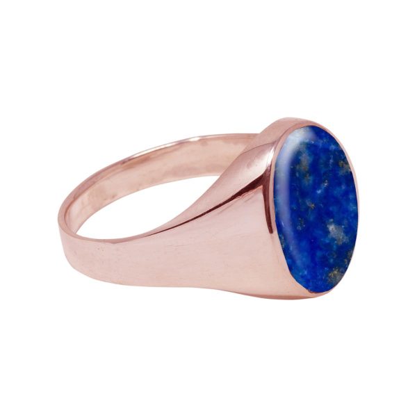 Rose Gold Lapis Oval Signet Ring