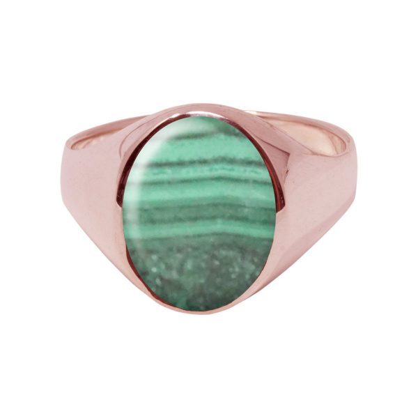 Rose Gold Malachite Oval Signet Ring