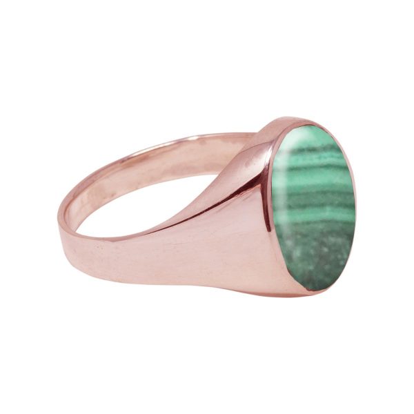 Rose Gold Malachite Oval Signet Ring