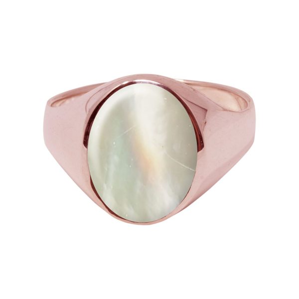 Rose Gold Mother of Pearl Oval Signet Ring