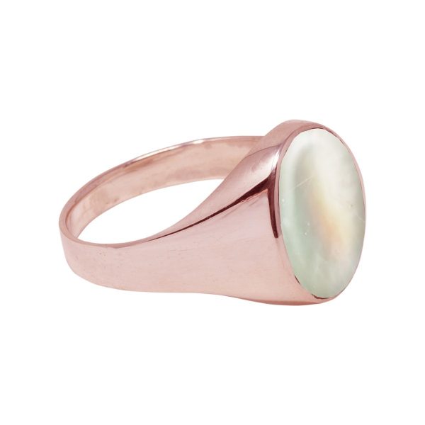 Rose Gold Mother of Pearl Oval Signet Ring