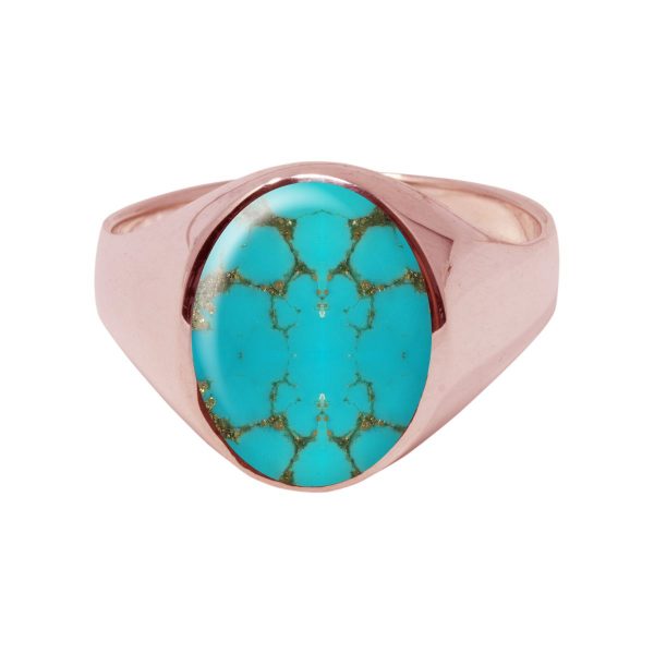 Rose Gold Turquoise Oval Signet Ring