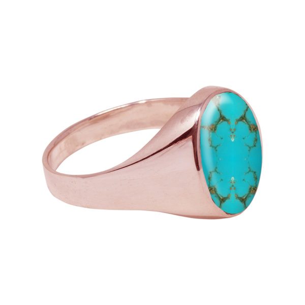 Rose Gold Turquoise Oval Signet Ring