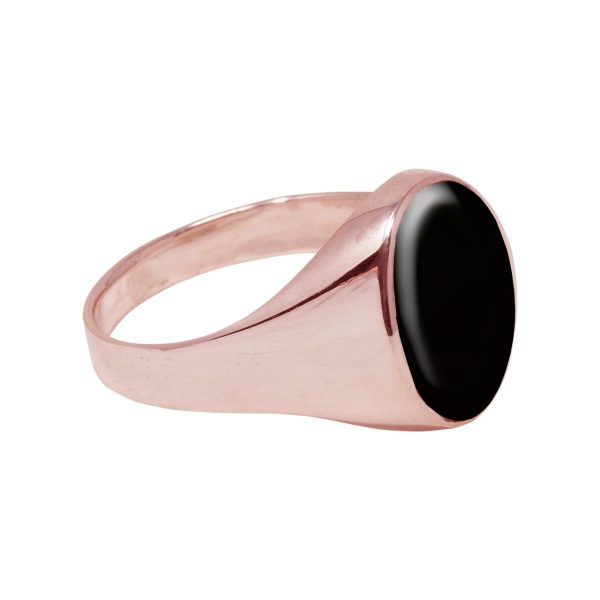 Rose Gold Whitby Jet Oval Signet Ring