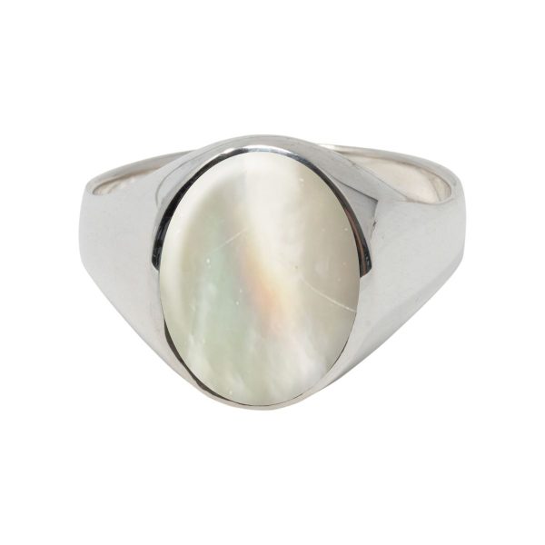 Silver Mother of Pearl Oval Signet Ring