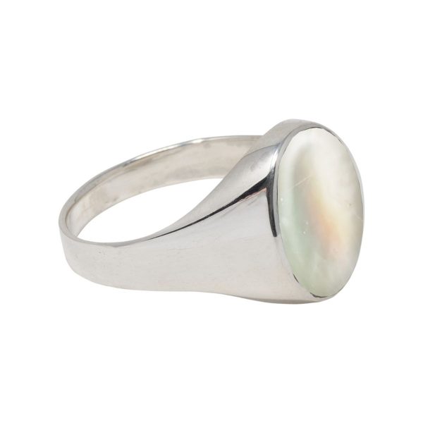 Silver Mother of Pearl Oval Signet Ring