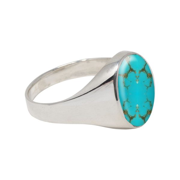 Silver Turquoise Oval Signet Ring