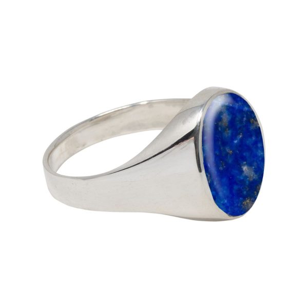 White Gold Lapis Oval Signet Ring