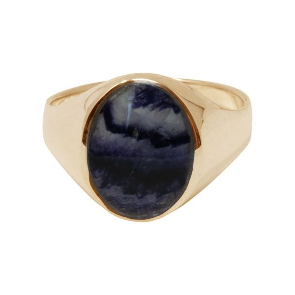 Yellow Gold Blue John Oval Signet Ring