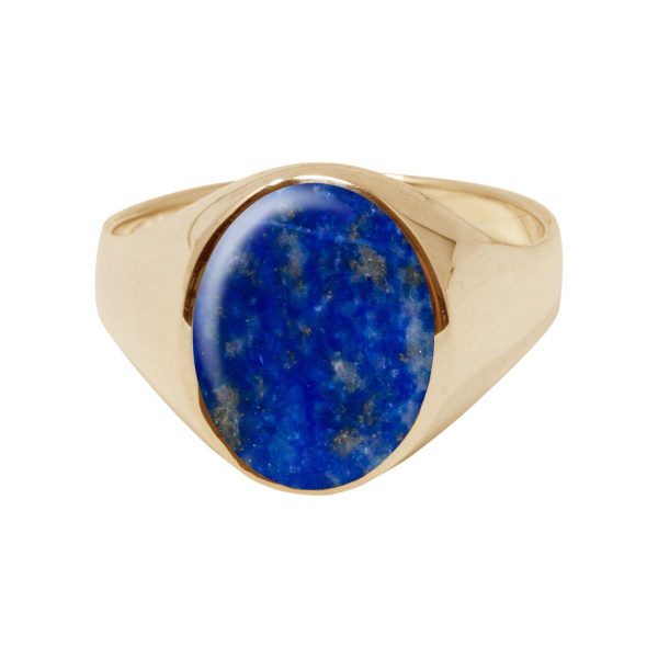 Yellow Gold Lapis Oval Signet Ring