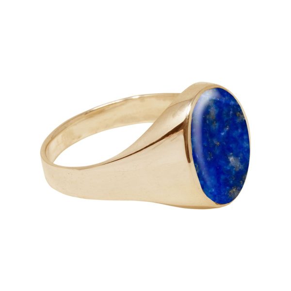 Yellow Gold Lapis Oval Signet Ring