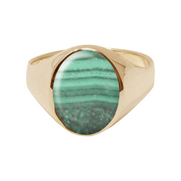 Yellow Gold Malachite Oval Signet Ring