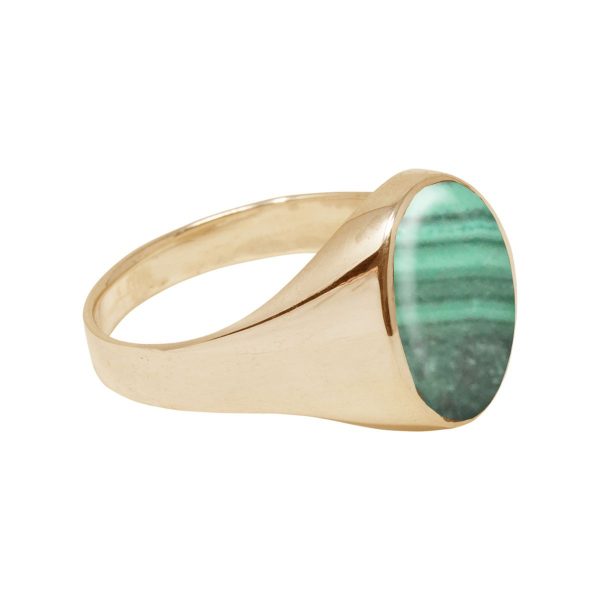 Yellow Gold Malachite Oval Signet Ring