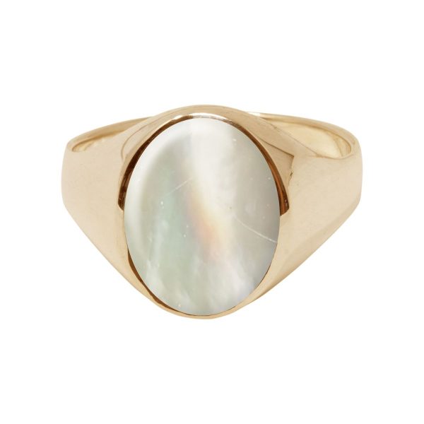 Yellow Mother of Pearl Oval Signet Ring