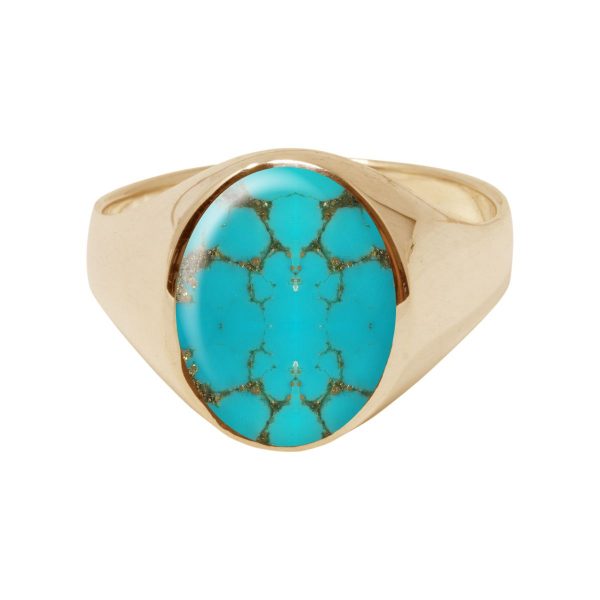 Yellow Gold Turquoise Oval Signet Ring