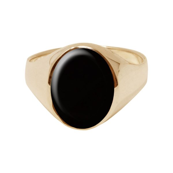 Yellow Gold Whitby Jet Oval Signet Ring