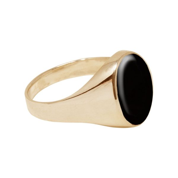 Yellow Gold Whitby Jet Oval Signet Ring