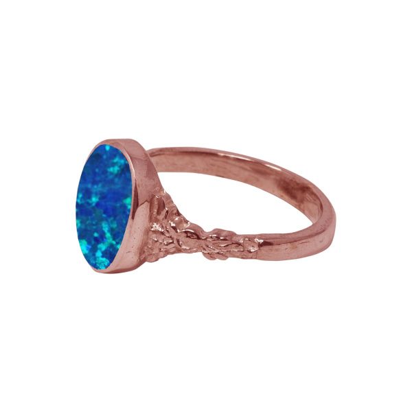 Rose Gold Opalite Cobalt Blue Oval Ring