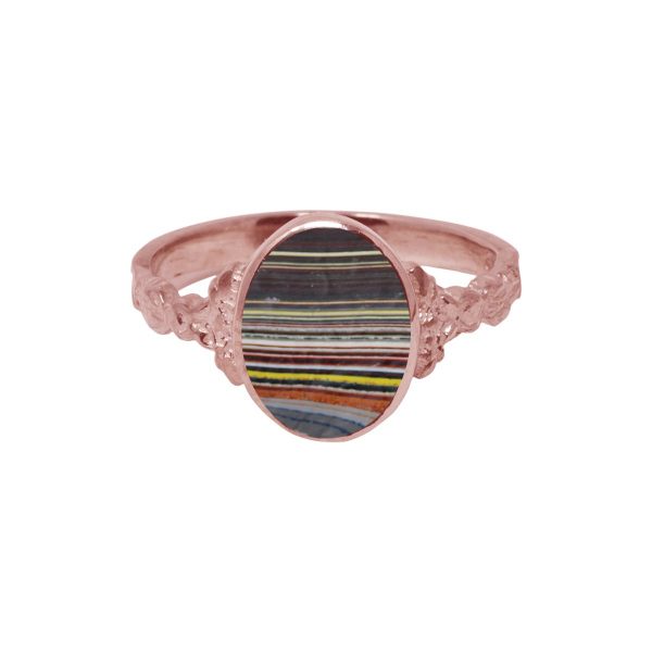 Rose Gold Fordite Oval Ring