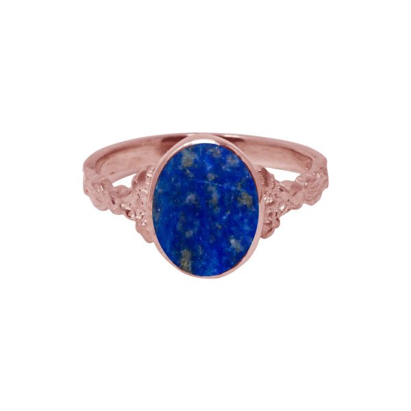 Rose Gold Lapis Oval Ring