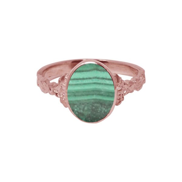 Rose Gold Malachite Oval Ring