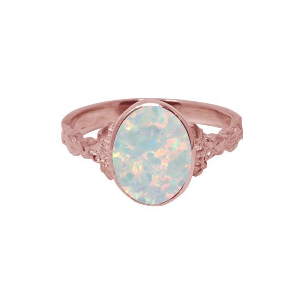 Rose Gold Opalite Sun Ice Oval Ring