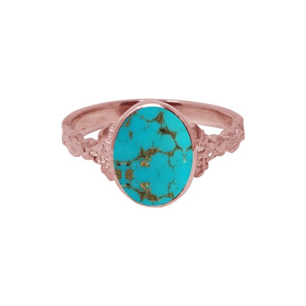 Rose Gold Turquoise Oval Ring