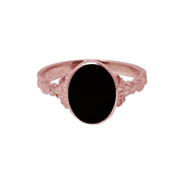 Rose Gold Whitby Jet Oval Ring