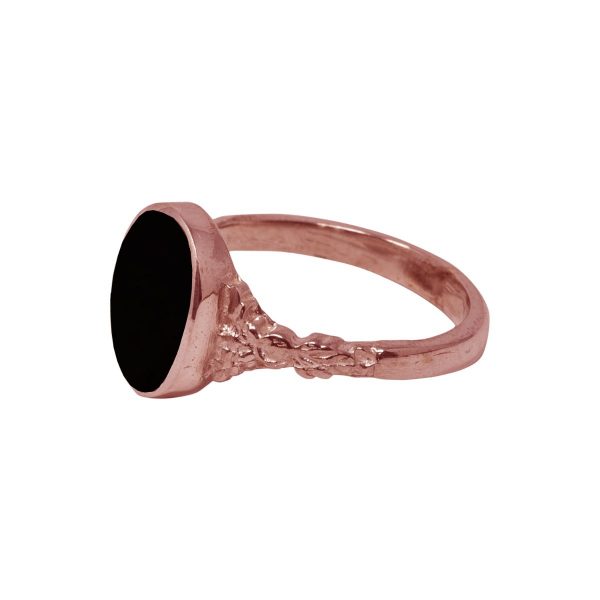 Rose Gold Whitby Jet Oval Ring