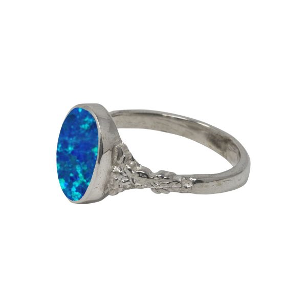 Silver Opalite Cobalt Blue Oval Ring