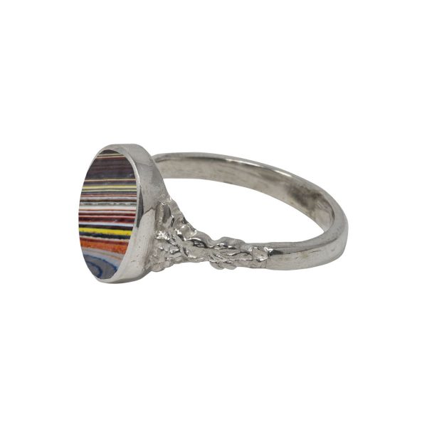 Silver Fordite Oval Ring