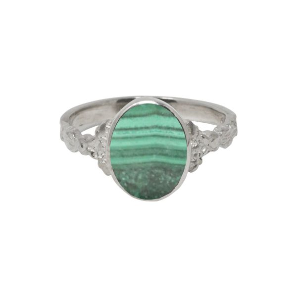 Silver Malachite Oval Ring