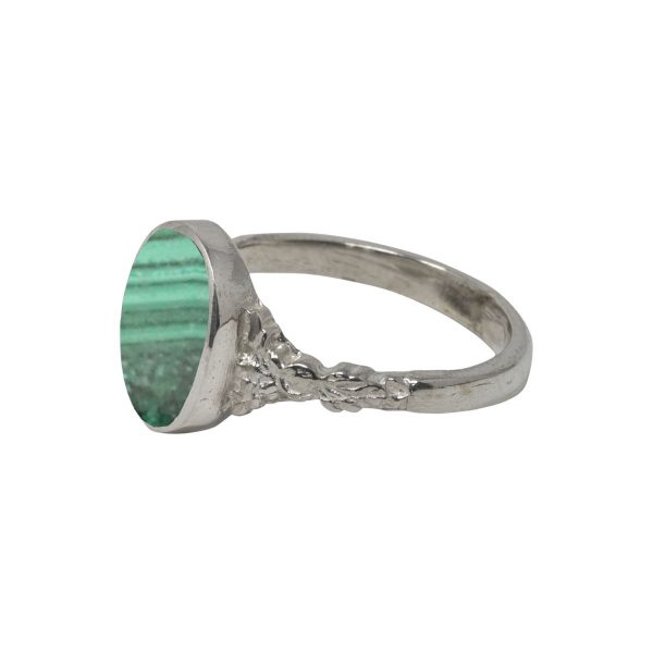 Silver Malachite Oval Ring