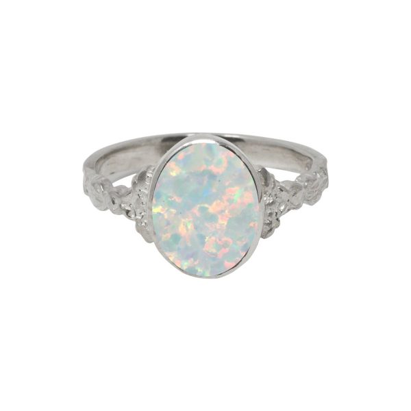 Silver Opalite Sun Ice Oval Ring