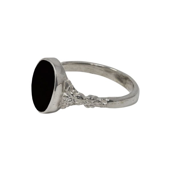 Silver Whitby Jet Oval Ring