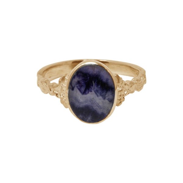 Yellow Gold Blue John Oval Ring