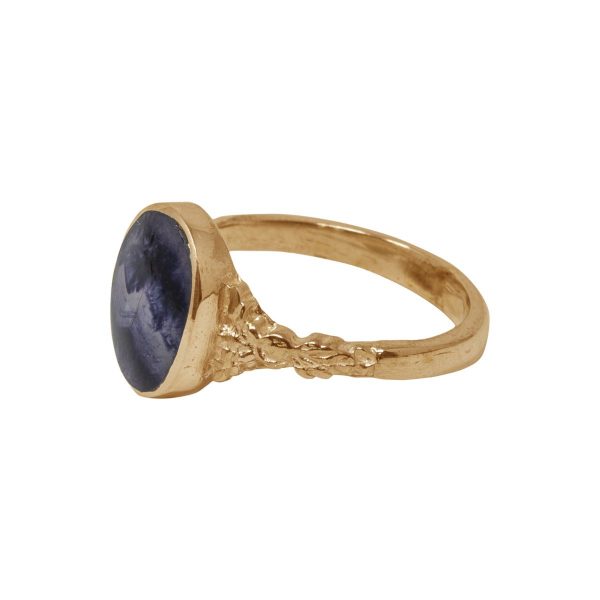 Yellow Gold Blue John Oval Ring